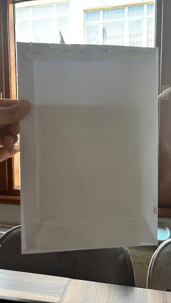 Sealed passport document envelope received in Istanbul