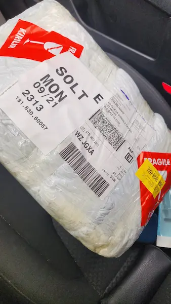 Packed Turkish Airlines lost backpack shipment prepared for FedEx delivery to the United States